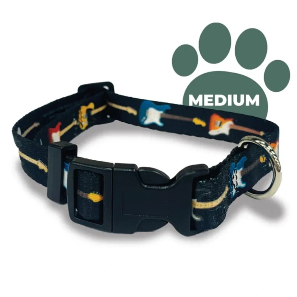 Medium-Perri's Pet Products Dog Collars FENDER GUITARS ADJUSTABLE DOG COLLAR